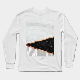 preppy scandinavian minimalist geometric pattern black white marble Long Sleeve T-Shirt